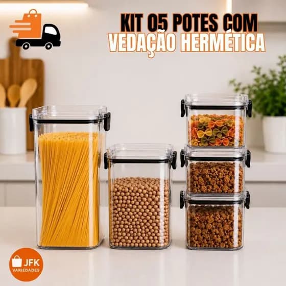 Potes Hermético 1300ml 700ml e 460ml Organização de Cozinha e Armário Kit Porta Temperos e Grãos Prático -Empilháveis