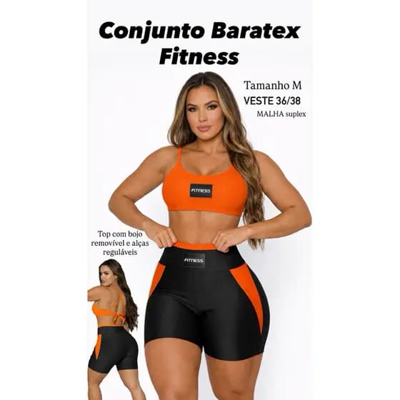 Conjunto Fitness Baratex Short Top Moda esportiva