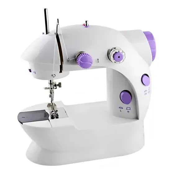 Mini máquina de costura reta FH-SM202 portátil branca BIVOLT 110V/220V