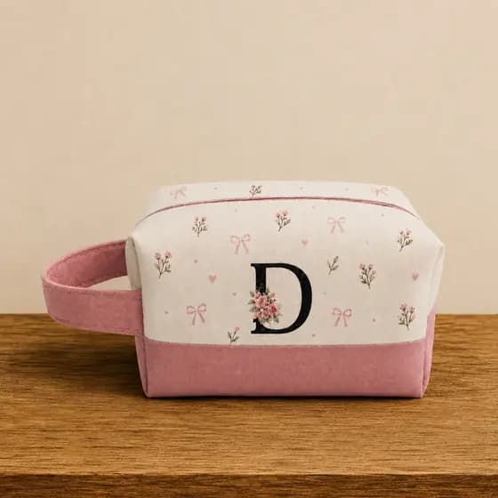Necessaire Personalizada com Inicial do Nome | Porta Maquiagem com Alça | Presente Feminino
