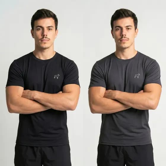 Kit 2 Camisetas Dry Fit Masculina Academia Treino Corrida Tecido Respirável Secagem Rápida Manga Curta Slim Fit