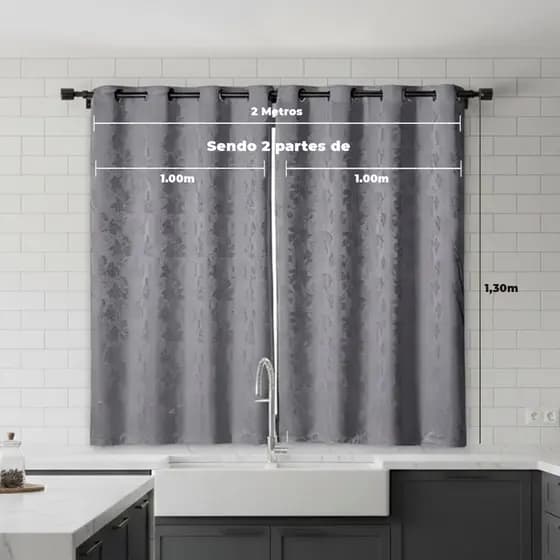 Cortina Jacquard 2,00x1,30 Moderna Prática e Elegante para Sala Quarto Escritório Cor Linda Entrega Imediata