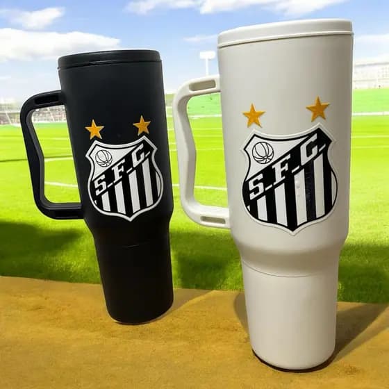 Copo com Canudo Santos 1200ml Em Policarbonato Santos Futebol Clube