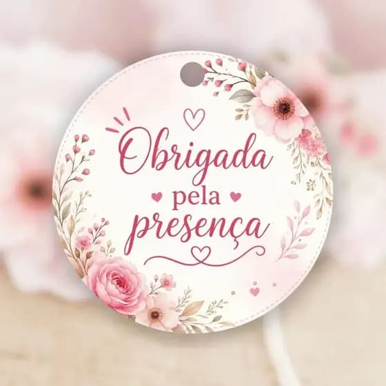 Tag Etiqueta OffSet Obrigada Pela Presença Festa Lembrancinha 4cm
