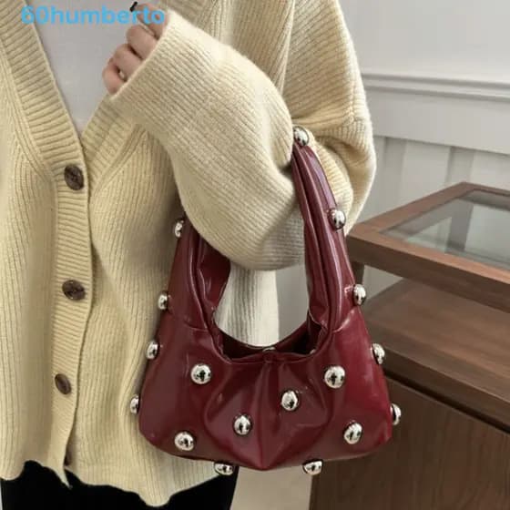 Bolsa De Ombro Com Rebite HUMBERTO , Feminina De Couro PU Estilo Punk Y2k Nas Axilas De Rua Corpo Cruzado