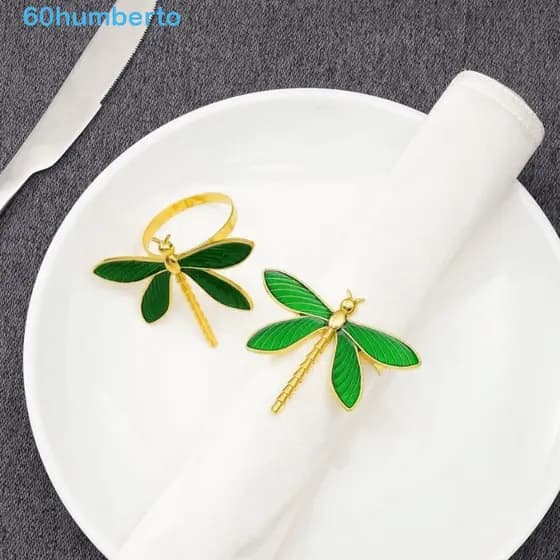 HUMBERTO 6 Pcs Anel De Guardanapo De Libélula , Fivela Metal Moderna , Decorações De Mesa Decorativas Minimalistas