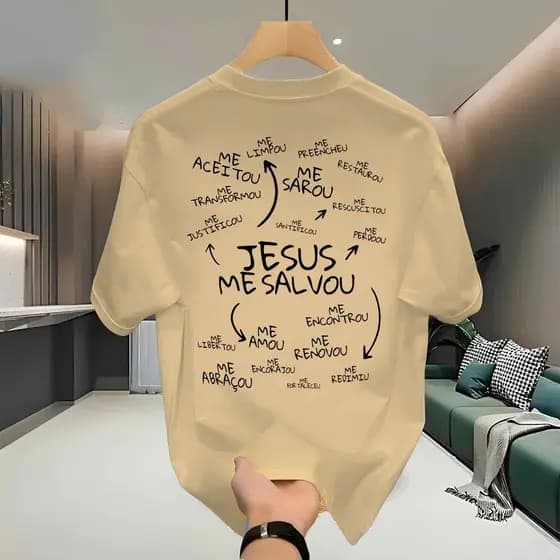 Camiseta Masculina Cristã Jesus Fé Camisa Streetwear Lançamento 100% Algodão Envio Imediato