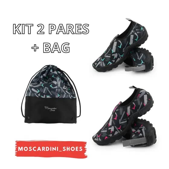 Kit de 2 Sapatilhas De Neoprene Náuticas Aquáticas Hibrida Caminhada Praia Cachoeira Trilha Pesca