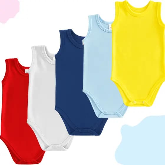 Body Regata kit 5 pçs Bebê Menino Menina Liso Estampado Verão