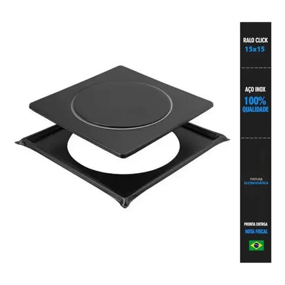 Ralo inteligente ralo click 15x15 com porta grelhas preto ralo para piso banheiro varandas e sacadas