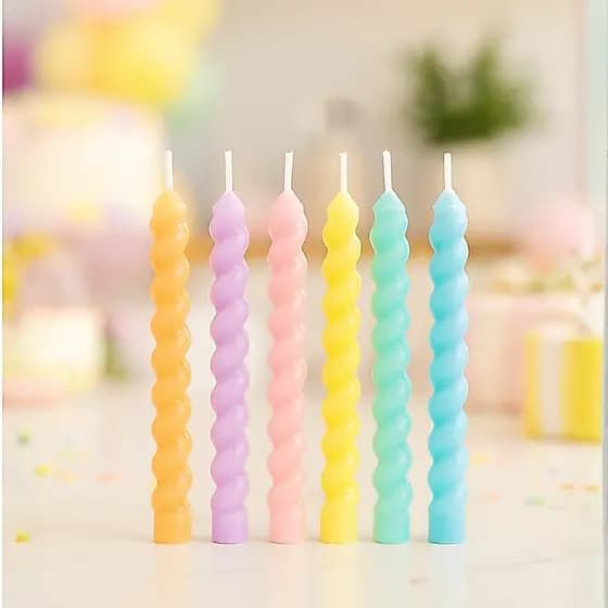 Kit Velas Macaron Candy Colors com 6 unidades para Bolo - Festa de Aniversário