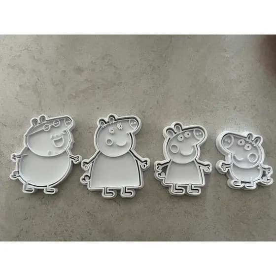 Kit 4 Cortadores e Carimbos de Biscoito da Peppa Pig