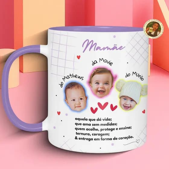 Caneca Rostinho Personalizada / Caneca Rostinho Bebê / Caneca Rostinho Papai e Mamãe