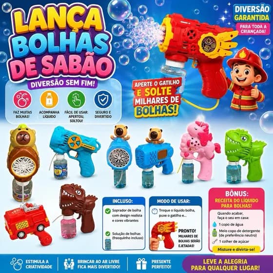 🫧✨ LANÇA BOLHAS DE SABÃO INFANTIL – Diversão Garantida para Crianças! ✨🫧