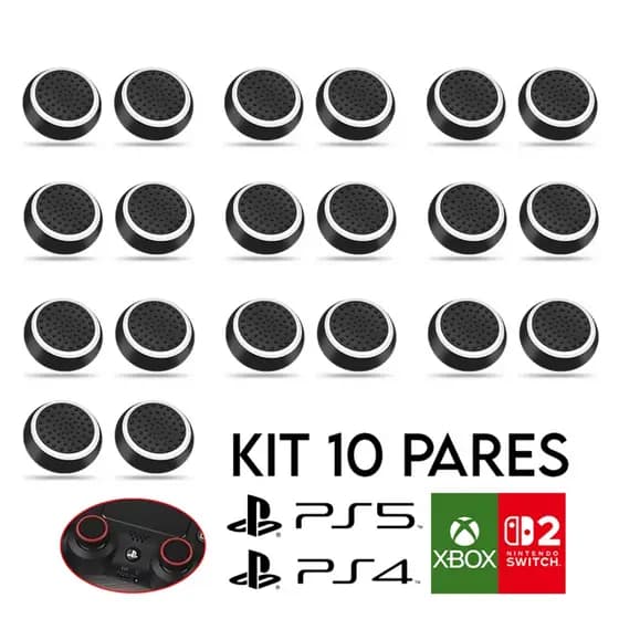 Kit 10 Pares 20 unidades de Grip Silicone Botão Ps3 Ps4 Ps5 Xbox Wii Switch 2