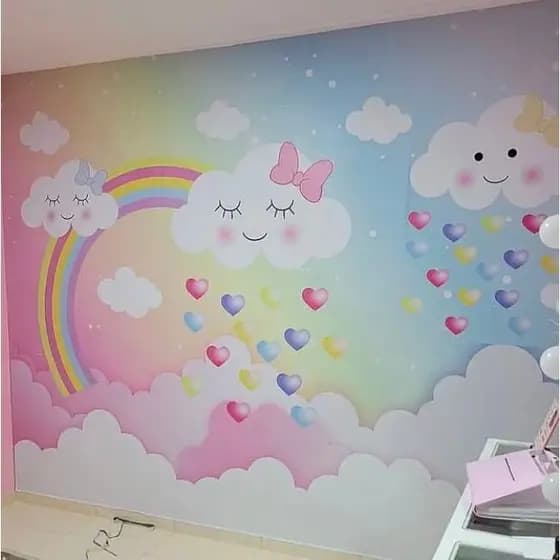 Papel de Parede Nuvens com Arco-Íris