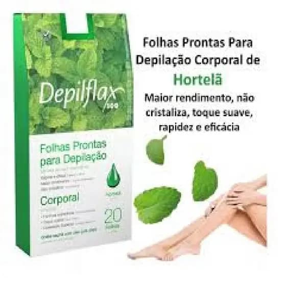 20 Folhas Pronta Cera Depilatória Corporal Hortelã Depilflax