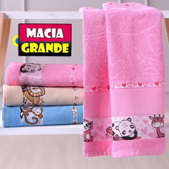 Toalha De Banho Bebe Infantil Menina Menino 100% Algodão Masculino Grande Praia Ponto Cruz Bordar