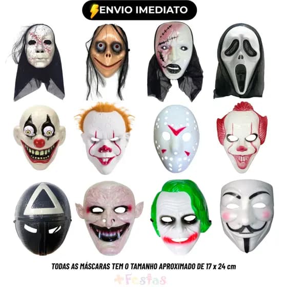 Máscaras Assustadoras Terror Fantasia Festa Cosplay – Escolha o Modelo