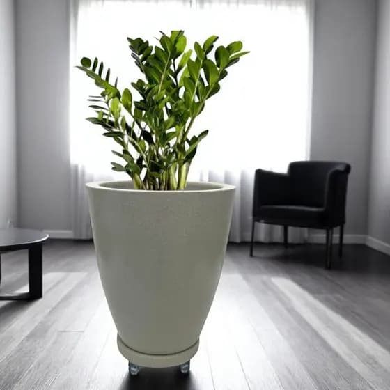 Vaso para Planta Coluna Lisa Polida Moderna 40cm com Rodízio em Gel