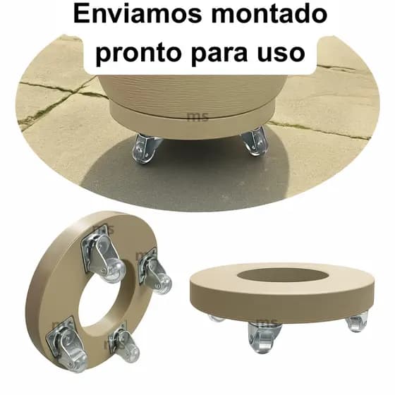 suporte Para Vaso Já montado 25cm 30cm 35cm 40cm Redondo Rodízio em Gel Não Risca Piso