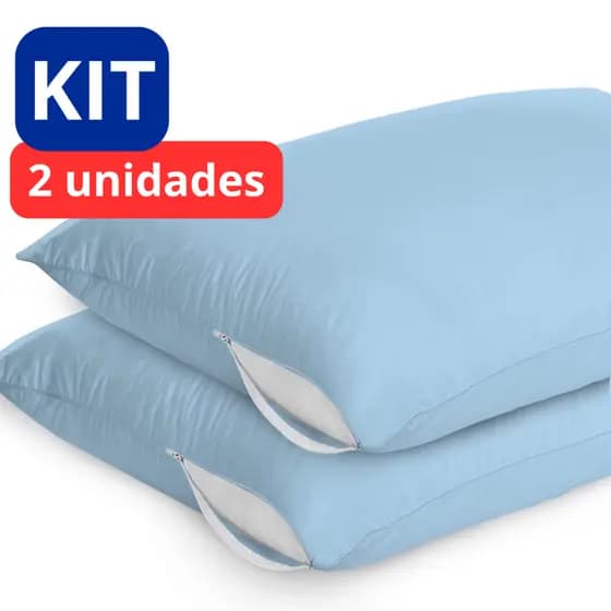 Kit Capa Travesseiro Azul 2 Unidades