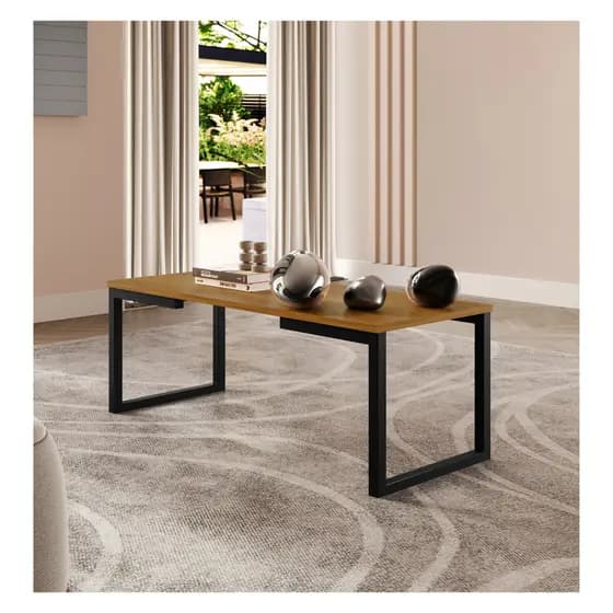 Mesa De Centro Decoração Sala Estar Quarto Estilo Industrial Madeira Preto