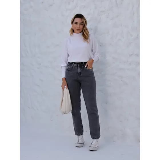 Calça Jeans Mom Cintura Alta com cinto Estilo Vintage Moda Feminina.36 cintura 70 cm--- tudo tamanho comprimento 100 cm