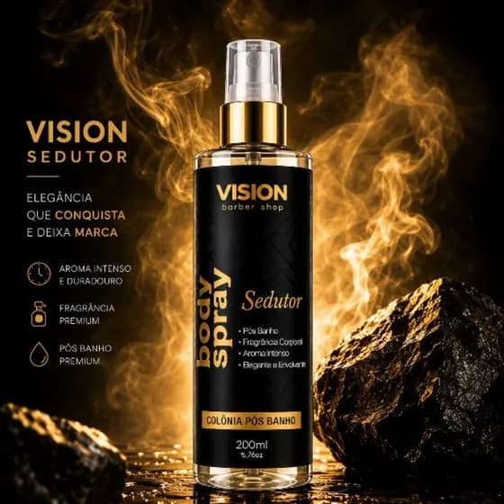 Body Splash Vision 200ml Masculino Aroma Intenso • Pós Banho Premium • Longa Duração