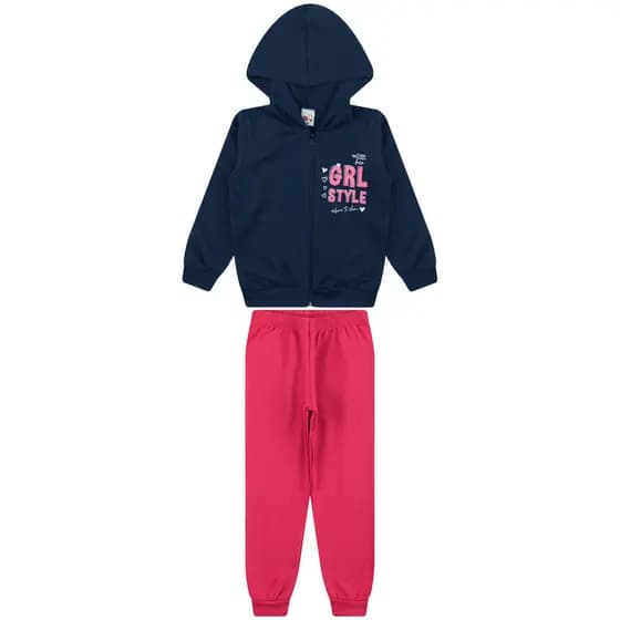 Conjunto Infantil Feminino Jaqueta Ziper GRL Style
