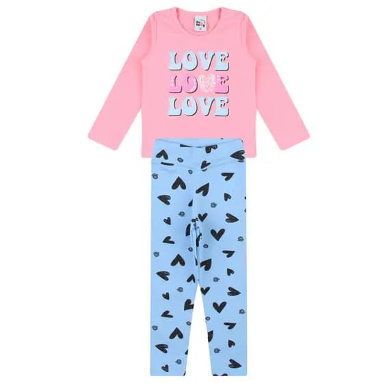 Conjunto Infantil Feminino Meia estação Love 2 e 3 anos