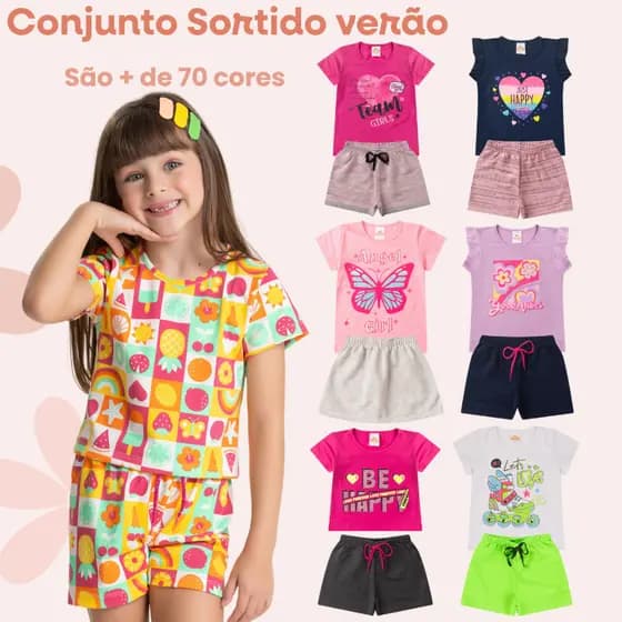 Kit 6 Peças com Estampas e Cores Variadas Tam 1 ao 14 anos.