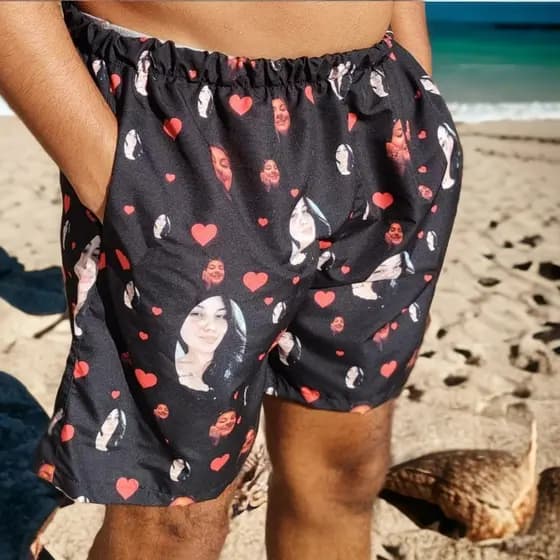Short Tactel Personalizado com foto Shorts mozão masculino