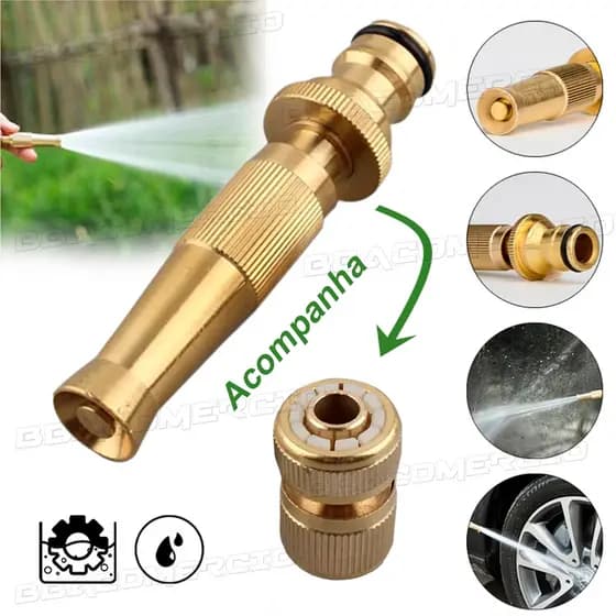 Esguicho Bico Regulavel de Jato Alta Pressão Para Mangueira De Pulverização 1/2 + Conector Plug