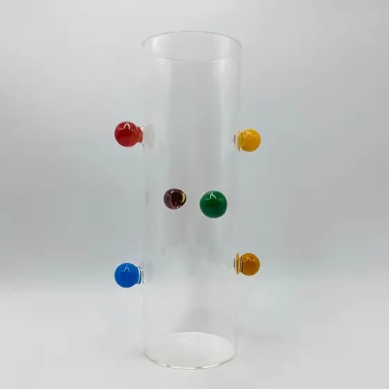 Vaso de Vidro Decorativo 1,2L com Bolinhas Coloridas – 25x13cm
