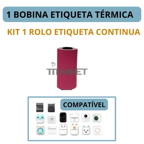 Rolo Etiqueta Adesiva Rosa Mini Impressora Gatinho