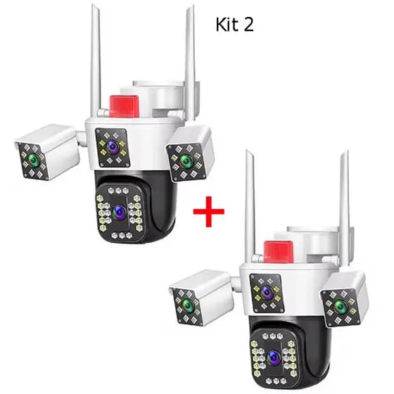 Kit Câmera de Segurança Externa 3 Lentes a Prova Agua Camera IP wifi 360 Full HD 2 Ant Estilo Yoosee