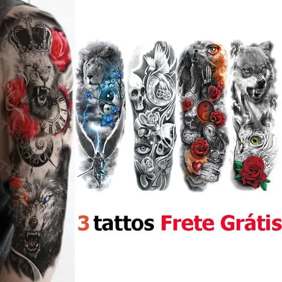 Tatuagem Temporária Tattoo Fake Kit Com 3 Peças Frete Grátis a Prova D'água 3D Festa Verão Praia Masculino Feminino