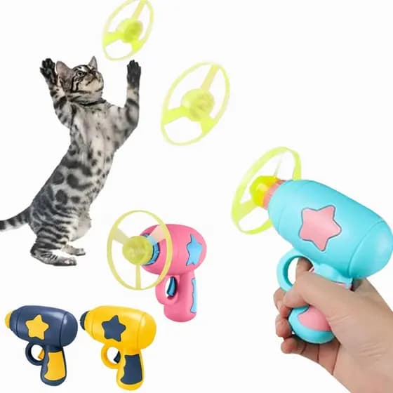 Brinquedo Interativo Gatos Crianças Arminha Lançador Arma Girocóptero Pirocóptero Treinamento