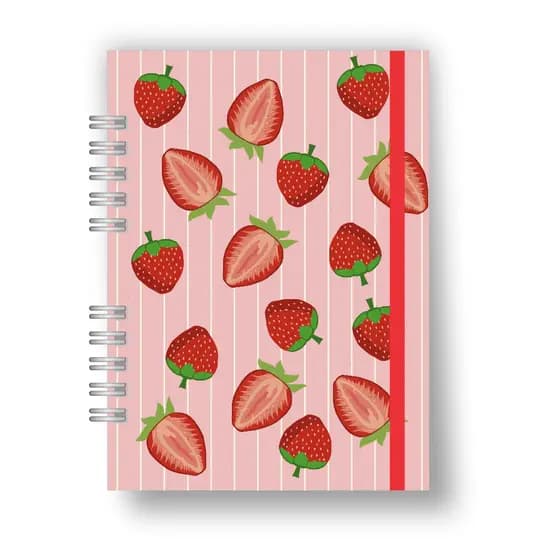 Caderno Sketchbook - Caderno Personalizado com nome - Bullet Journal - Morangos A5