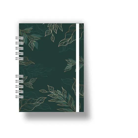Caderno Sketchbook - Caderno Flores Verdes, Florido Personalizado, Com nome