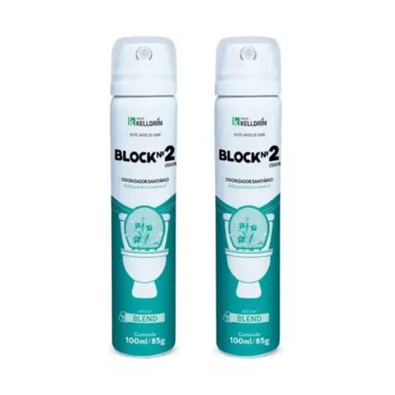 Spray Desodorizador Sanitário Block N°2 Kelldrin 100ml 2Uni