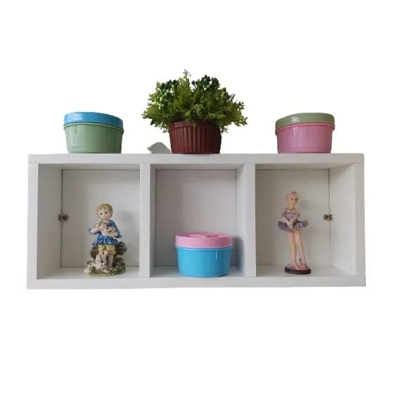 Nicho Retangular 50x20x8 Triplo Parede Vazado 100% MDF Decoração Quarto Sala Cozinha Banheiro