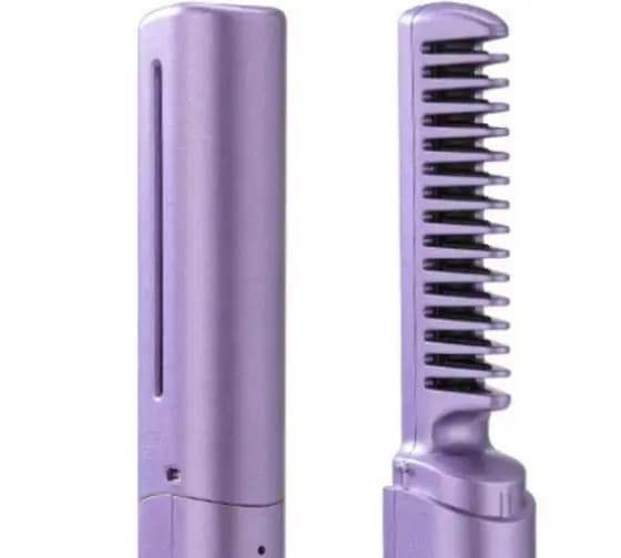 Escova De Alisamento Capilar 2 em 1 Alisador De Cabelo Aquecido Recarregável Mini Pente Portátil