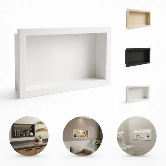Nicho de Parede Para Banheiro Cozinha Embutir Sala Escritório Quarto Porta Shampoo Resistente Brilhoso 30x60cm Gerplast