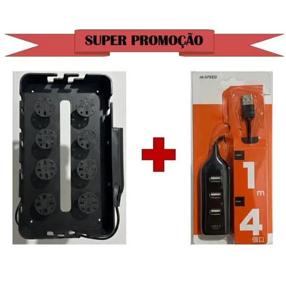 Organizador de Cabos com HUB USB - 4 Portas, 2.0 Alta velocidade, Esconder Fios e Cabos, Resistente