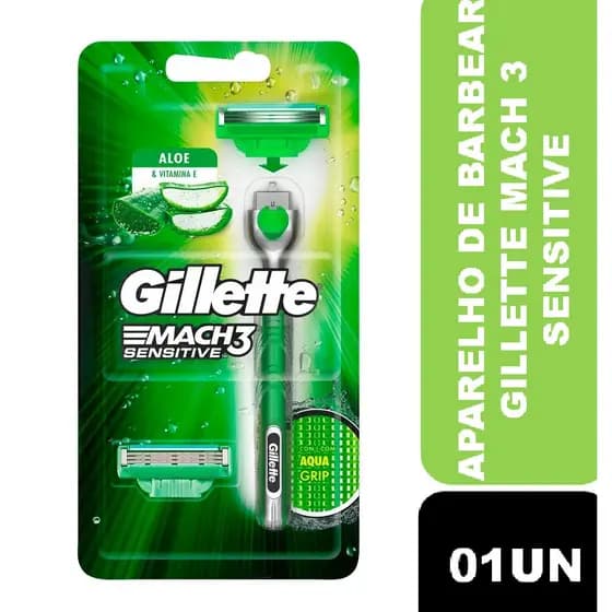 Aparelho De Barbear Gillette Mach3 Acqua-Grip Sensitive