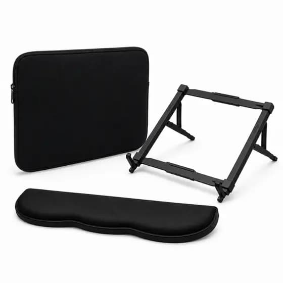 Kit Capa Luva Para Notebook 15,6 + Suporte + Apoio Digitação Ergonomico