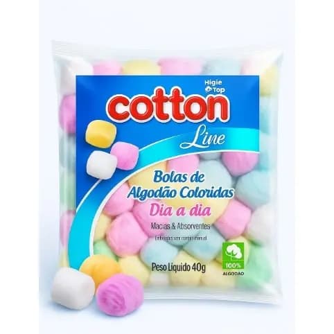 Bolas de Algodão Coloridas Dia a Dia Macias e Absorventes Cotton Line (ENVIO IMEDIATO)