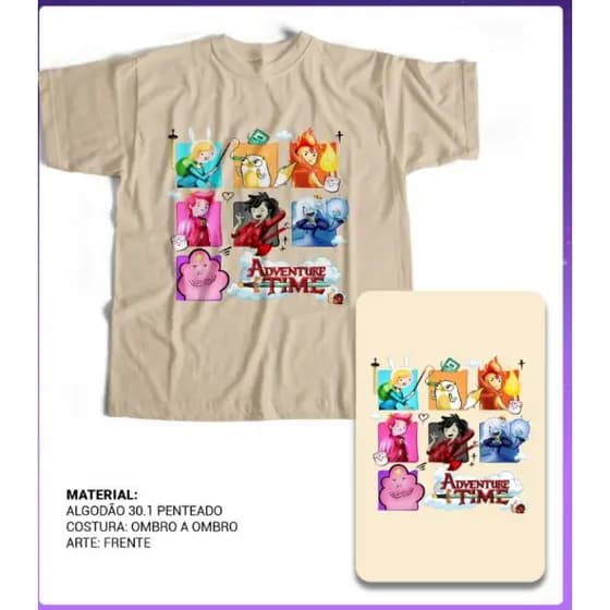 Camisa Personalizada Hora de Aventura Adventure Time Cartoon Desenho de algodão